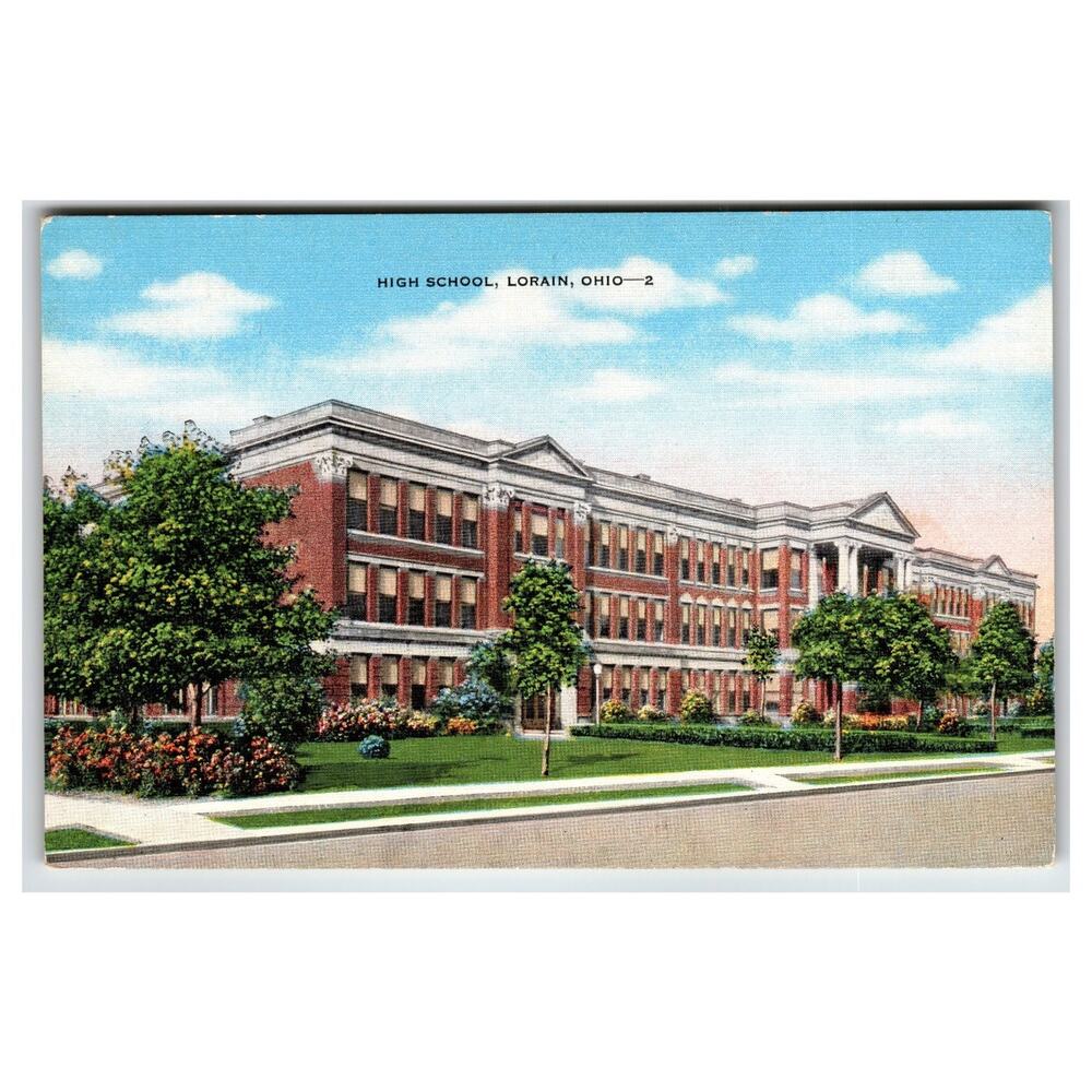 Lorain High School Ohio Vintage Postcard E.C. Kropp Natural Color No. 14211